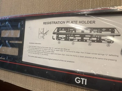 Original OEM VW GTI Europeo Euro Soporte de matrícula Marco Etiqueta Soporte ÚLTIMO 1 Foto 1 de 4
