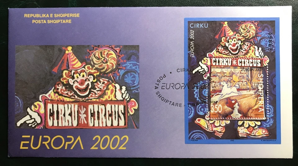ALBANIA - 2002 EUROPA CIRCUS MIN SHEET FIRST DAY COVER SG MS2912 - Image 1 of 1