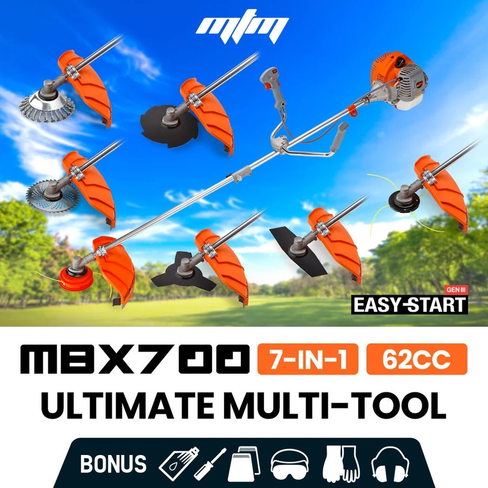 MTM 62cc 7in1 Brush Cutter Garden Multi-Tool Pole Trimmer Bullhorn Handle - image 1 of 4