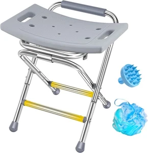Folding Shower Chair for Inside Shower, 400lbs Foldable Shower Stools, Portable - Picture 1 of 3