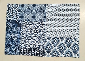 Nicole Miller Home Navy Blue White Placemats Set Of 4 Geometric Mosaic  - Picture 1 of 11