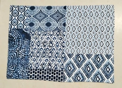 Nicole Miller Home Navy Blue White Placemats Set Of 4 Geometric Mosaic  - Image 1 of 4