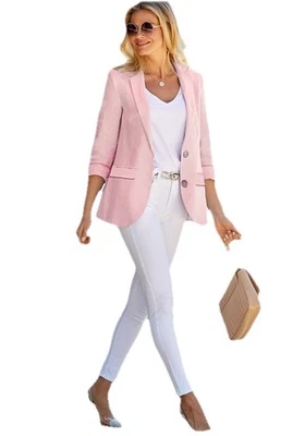 Blazer Express Mezcla Lino Boyfriend Rosa Mujer’s Talla XS NUEVO CON ETIQUETAS  Foto 1 de 4