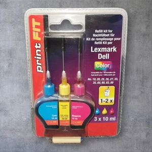 PrintFIT Refill Kit 3x10ml Ink for Lexmark Dell Cartridges No 19–88 New Sealed - Picture 1 of 2