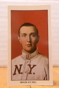 REIMPRESIÓN DE TARJETA DE BÉISBOL DE TABACO VINTAGE 1988 OLD MILL ART DEVLIN NACIONAL DE NUEVA YORK - Imagen 1 de 2