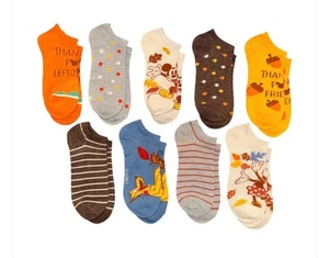 Disney Mickey Mouse THANKSGIVING/Herbstmotiv Damen 9 Paar unsichtbare Socken neu mit Etikett - Bild 1 von 4
