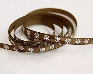 CLEARANCE TINY DAISY CHOCOLATE GLITTER 1/4" Ribbon THREE YARDS FOR 99 CENTS! - Picture 1 of 2