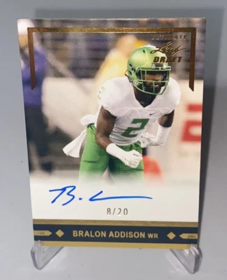 2016 Leaf Ultimate Draft Bralon Addison RC Rookie Auto Gold Rookies /20 #GLR-BA1 - Image 1 of 4