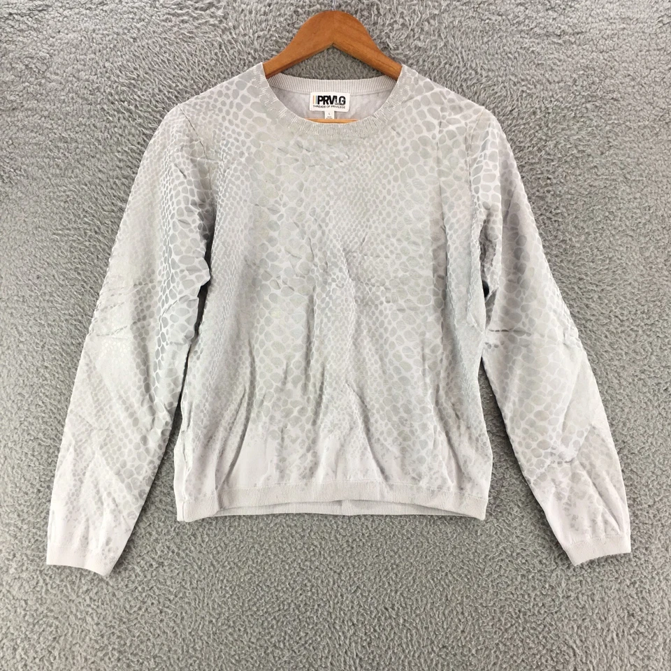 Suéter Pullover PRVLG Estampado Piel de Serpiente Mujer Grande Plateado Manga Larga Cuello Redondo Foto 1 de 4
