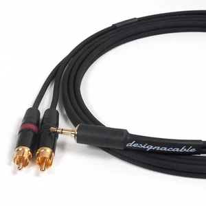 3.5mm Mini Jack to 2 x Rean RCAs Phonos. Sommer ONYX 2025 Black Or Blue Cable - Picture 1 of 4