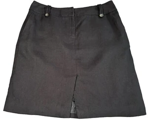 TALBOTS 100% Irish Linen Skirt SIZE 12 Black Lined Back Pockets Front Slit - Picture 1 of 7