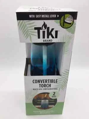 NEW TIKI Brand Convertible Torch 69” Full Size 54" Garden Yard Patio Blue Glass - Image 1 of 4