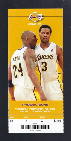 WILL FERRELL SECURITY KICKS SHAQ OUT - KOBE BRYANT vs SUNS 2013 FULL TICKET Cover