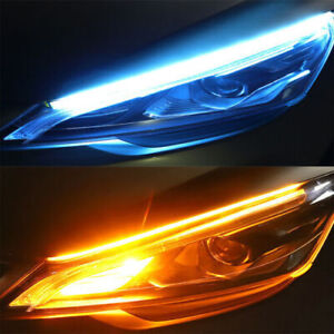 Car Accessories Daytime Running Light LED Strip Turn Signal Lamp Ice Blue& Amber