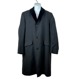 Vintage Aquascutum London Wool + Mohair Black Long Dress Coat Size 38R - Picture 1 of 19
