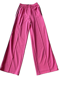 M&S COLLECTION SMART ROSE PINK WIDE LEG SMART TROUSERS SIZE 10 LONG ELASTICATED