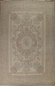 Vintage Muted Geometric Tebriz Area Rug Hand-knotted Wool Carpet 10'x13' - Picture 1 of 12