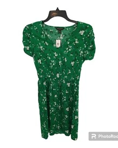 Banana Republic puff sleeve dress XS Boho Green Cottagecore Feminine - Picture 1 of 7