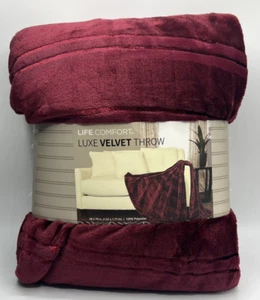 Life Comfort Luxe Velvet Throw Blanket 60in x 70in Vibrant Elegant Design Red - Picture 1 of 4