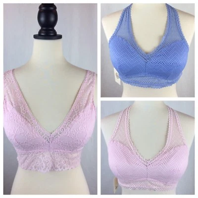 Lote de 3 Bralette Halter de Encaje Azul Talla L TAN AUTÉNTICO AMERICANHERITAGE NUEVO CON ETIQUETAS $72 Foto 1 de 4