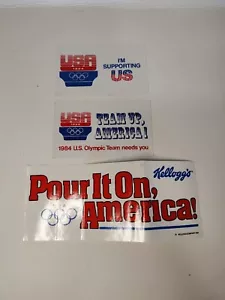 Vintage 1984 KELLOGG'S Bumper Sticker US Olympics Team LOT OF 3 - Picture 1 of 1