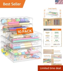 Plastic Pencil Box with Snap-tight Lid, Large Capacity Hard Pencil Case, Craf... - Picture 1 of 10