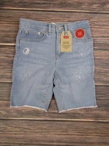 Levi's NEW NWT Girls Kids Sixe 12 Blue Denim High Rise Bike Shorts - Picture 1 of 10
