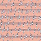 Melodie Musical Notes Pink 100% Cotton Fabric by The Yard