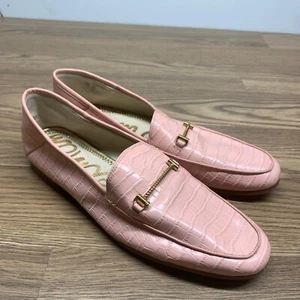Sam Edelman Lior Women's Slip-On Loafers 9.5 Pink Almond Toe Croc-Embossed - Picture 1 of 10