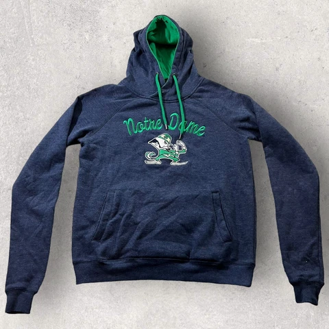 Vintage Fighting Irish Sweater Womens Small Blue Notre Dame University Hoodie Cover