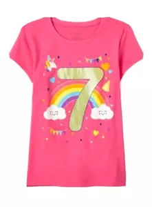 NWT New Baby And Toddler Girls Birthday Glitter I Am 7 Graphic Tee Size S/P⭐⭐⭐⭐⭐ - Picture 1 of 2