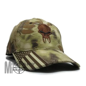 Skull Brown Black Hat Kryptek Cap Military US Flag on Visor Highlander Camo - Picture 1 of 5