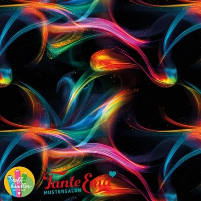 Stoffe, Jersey, Stoffhändler mit Herz ❤️, 1,60m, graphisch, schwarz/bunt, Kleid - Bild 1 von 4