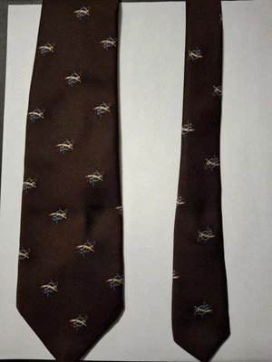 复古男式 Tom Bass Tiger Hall 棕色领带 Reis Of New Haven 57 英寸 L 3.25 — 第 1/4 张图片