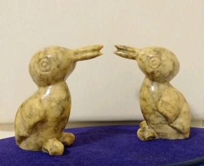 COPPIA PINGUINI IN ALABASTRO VINTAGE  - Immagine 1 di 4