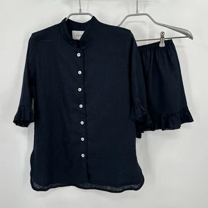 Sleeper Linen Lounge Suit size XS 2-Piece Pajama Set Shirt and Shorts - Picture 1 of 11