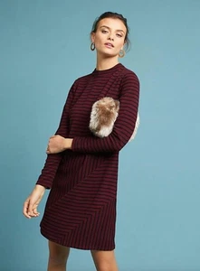 Anthropologie Hutch strukturiertes Strickkleid Gr. Small rot schwarz gestreift neu Etikett 148 $ - Bild 1 von 8