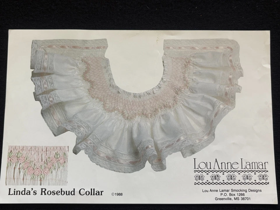 Linda's Rosebud Collar Smocking Plate Lou Anne Lamar 1988 Foto 1 de 1