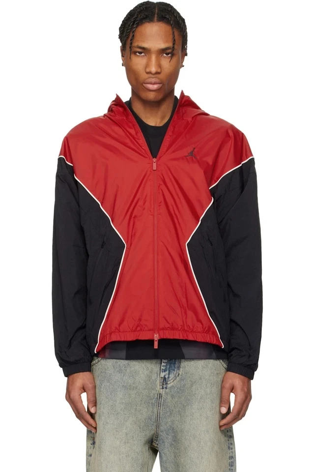 Nike Jordan Brooklyn Hooded Jacket Varsity Red Black HF9333-636 - Men's Large