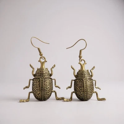 Серьги Chico's Beetle жук насекомое золото богемное заявление текстурированные винтажные фианиты - Изображение 1 из 4