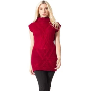 Vertigo Diamond Girl Damen-Rollkragenpullover Wollmischung in Purpurrot Small 140 $ - Bild 1 von 4