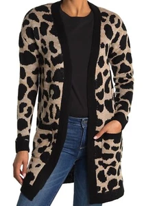 Ceny Black & Oatmeal Open Front Cardigan Medium - Picture 1 of 3