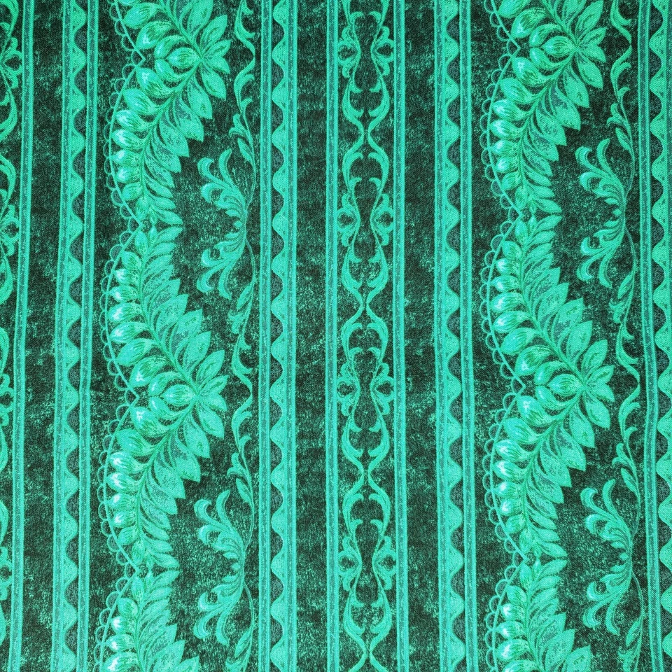 Jinny Beyer Four Seasons 2006 RJR Fabric Green Floral Stripe 2 Yards x 44" - Image 1 of 3