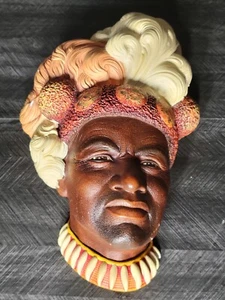Bossons Chaka Zulu Warrior King Chalkware Head Plaque 1959 Vintage - Bild 1 von 7