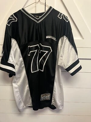 Camiseta de fútbol Lowrider para hombre L negra blanca chicana LA 90s Y2K de colección Foto 1 de 4