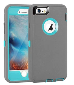 Phone Case Hybrid Shockproof Defender Cover For Apple iPhone 6/6s GrayCyan - Picture 1 of 1