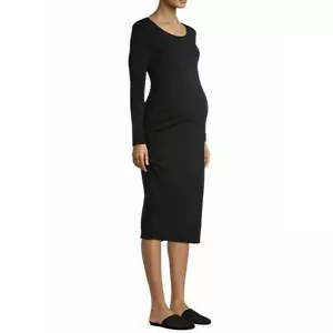Maternity long sleeve Bodycon Daytime Dress grey animal print ruching side fit M - Picture 1 of 5