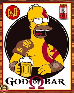 Homer Simpson - Duff Beer - God of Bar - Metal Sign 11 x 14 - Picture 1 of 6