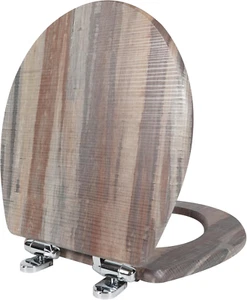 Round Toilet Seat Molded Wood Quiet Close Quick Release Easy Install Blue Marble - Picture 1 of 12
