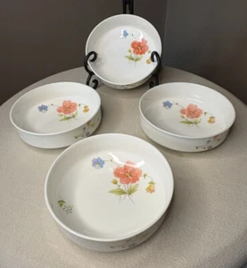 VINTAGE Set of 4 Mikasa Just Flowers Bone China Dessert Bowls 5" A4-182 MINT - Picture 1 of 8